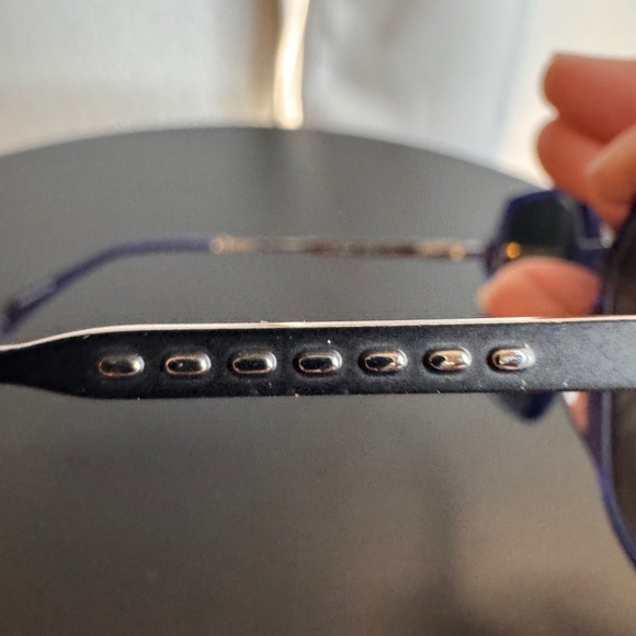 Origin OR1002 Sunglasses Oversized Blue Rectangular Frames Gold Accents Designer - Picture 8 of 13